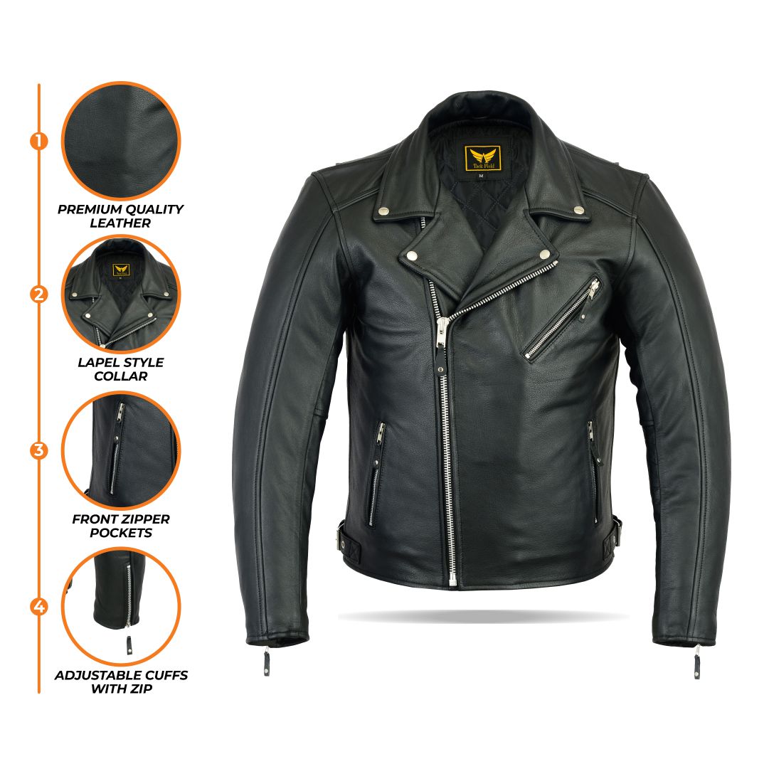 Brando Men's Heavy Duty Jacket Premium Cow Milled Leather – Tackfield