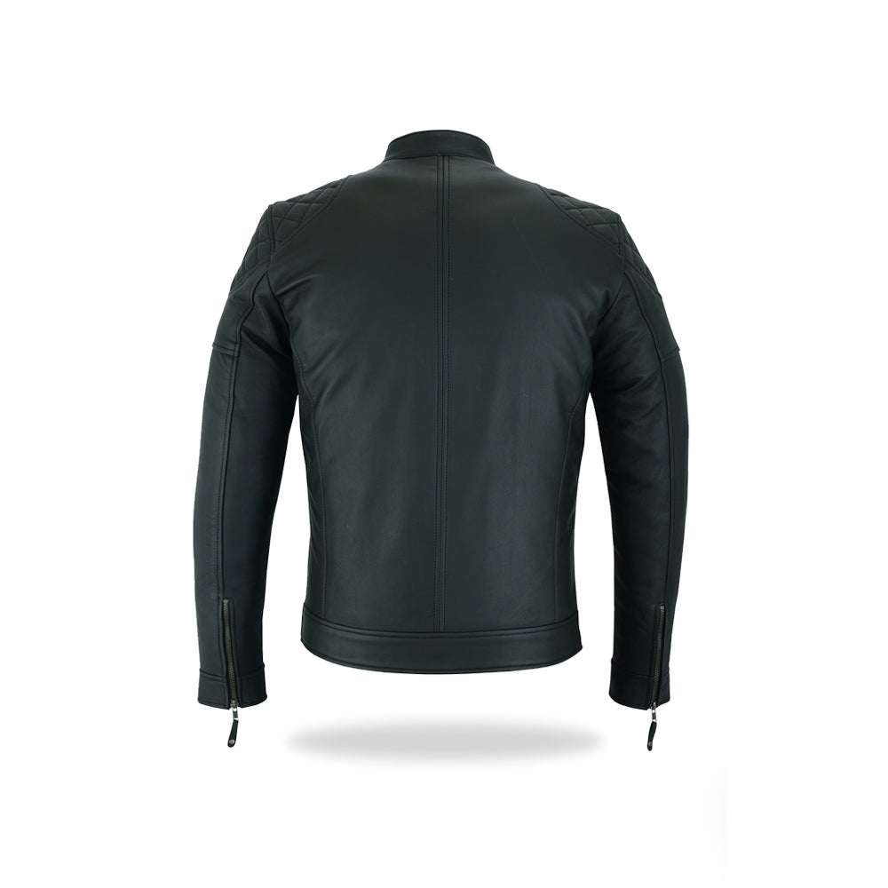 Tackfield Slim Fit Black Leather Motorcycle Jacket