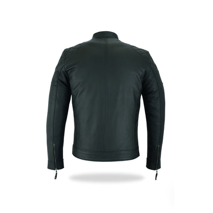 Tackfield Slim Fit Black Leather Motorcycle Jacket