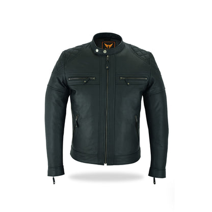 Tackfield Slim Fit Black Leather Motorcycle Jacket