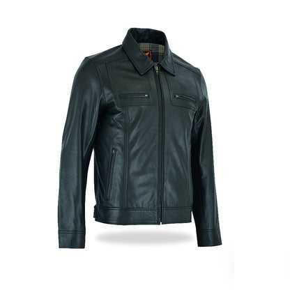 Tackfield Casual Leather Jacket with Chest Pockets