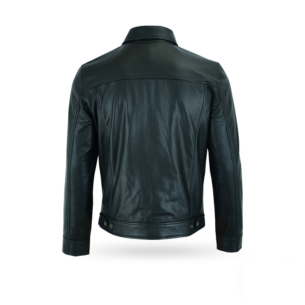 Tackfield Casual Leather Jacket with Chest Pockets