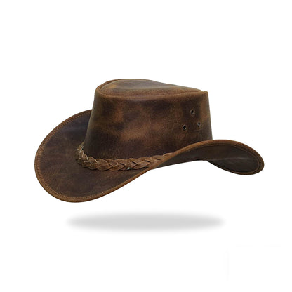 Tackfield Western Style Brown Leather Bush Hat