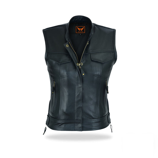 Tackfield Classic Combat Style Leather Biker Vest