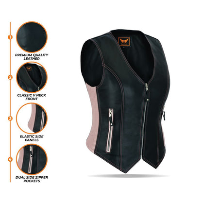 Tackfield Womens Slim Fit Leather Riding Vest