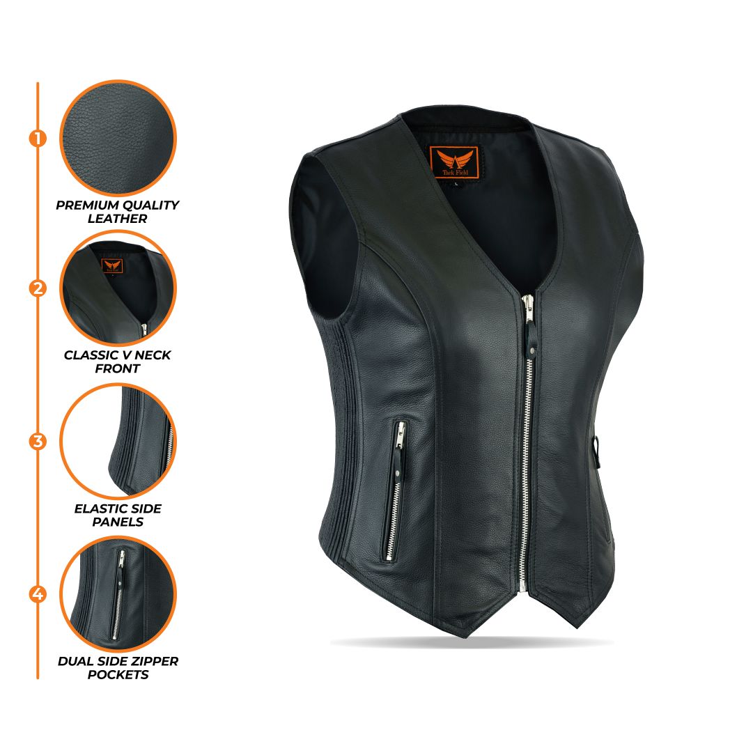 Tackfield Womens Slim Fit Leather Riding Vest