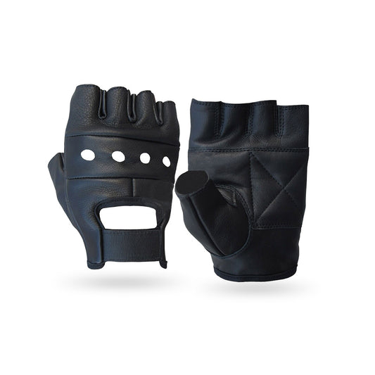 Tackfield Genuine Cowhide Fingerless Leather Gloves