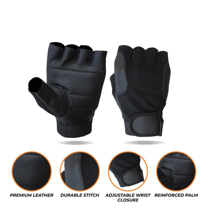 Tackfield Mens Genuine Lamb Fingerless Leather Gloves