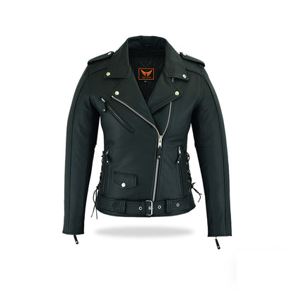 Tackfield Womens Classic Black Biker Jacket
