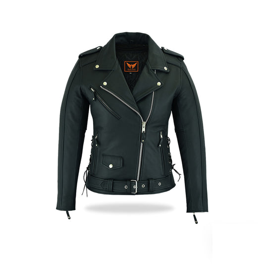 Tackfield Womens Classic Black Biker Jacket