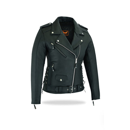 Tackfield Womens Classic Black Biker Jacket