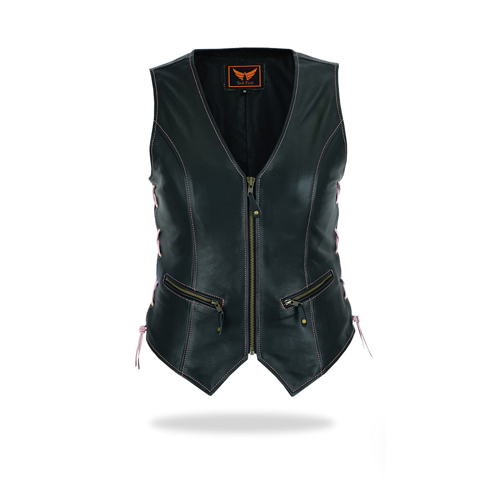 Womens Legacy Rider Motorcycle Leather Vest Heavy-Duty Top Grain Cow Hide