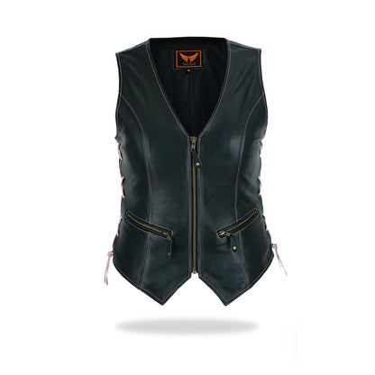 Womens Legacy Rider Motorcycle Leather Vest Heavy-Duty Top Grain Cow Hide