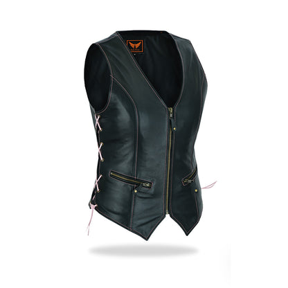 Womens Legacy Rider Motorcycle Leather Vest Heavy-Duty Top Grain Cow Hide
