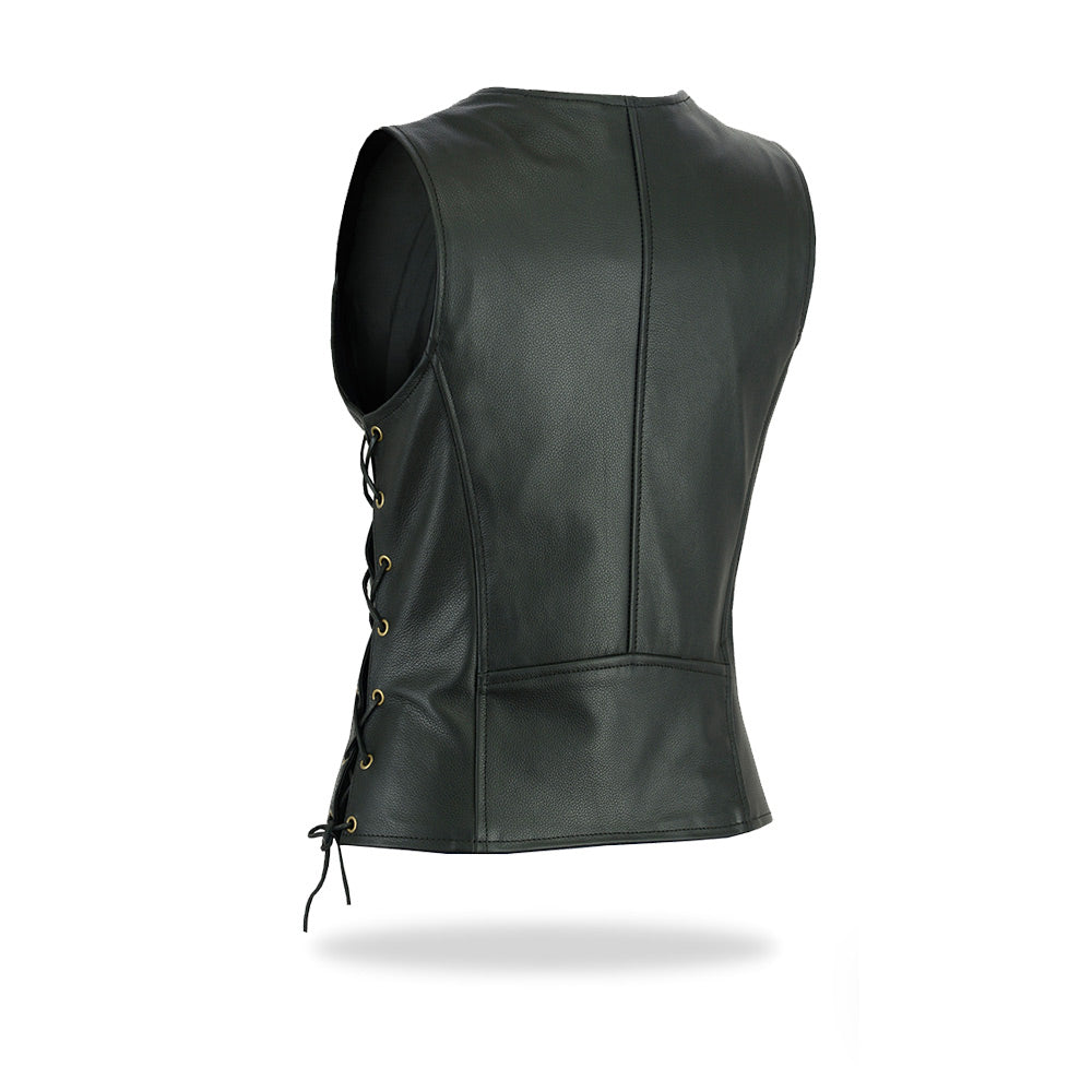 Womens Legacy Rider Motorcycle Leather Vest Heavy-Duty Top Grain Cow Hide