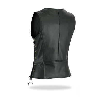 Womens Legacy Rider Motorcycle Leather Vest Heavy-Duty Top Grain Cow Hide
