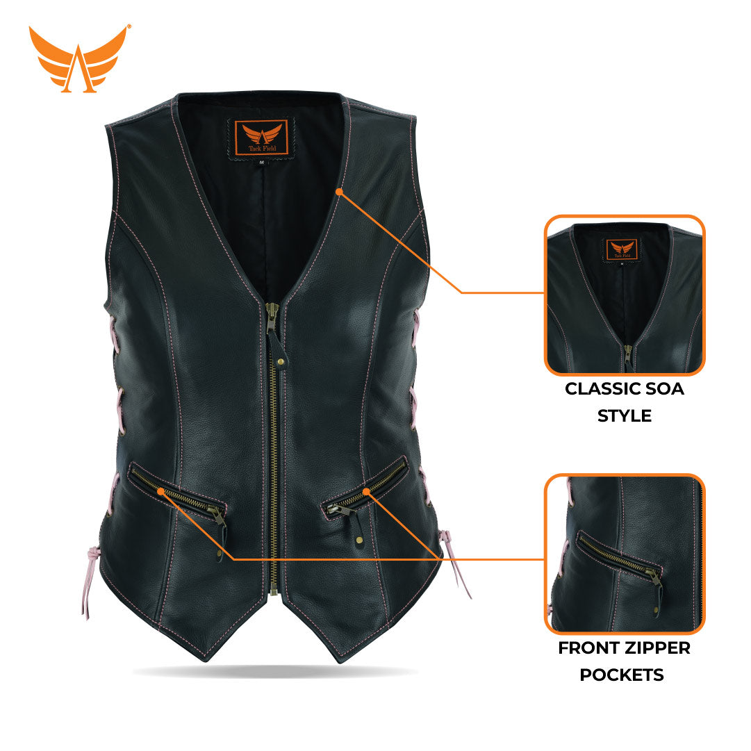 Tackfield Women’s Side Laces Leather Riding Vest