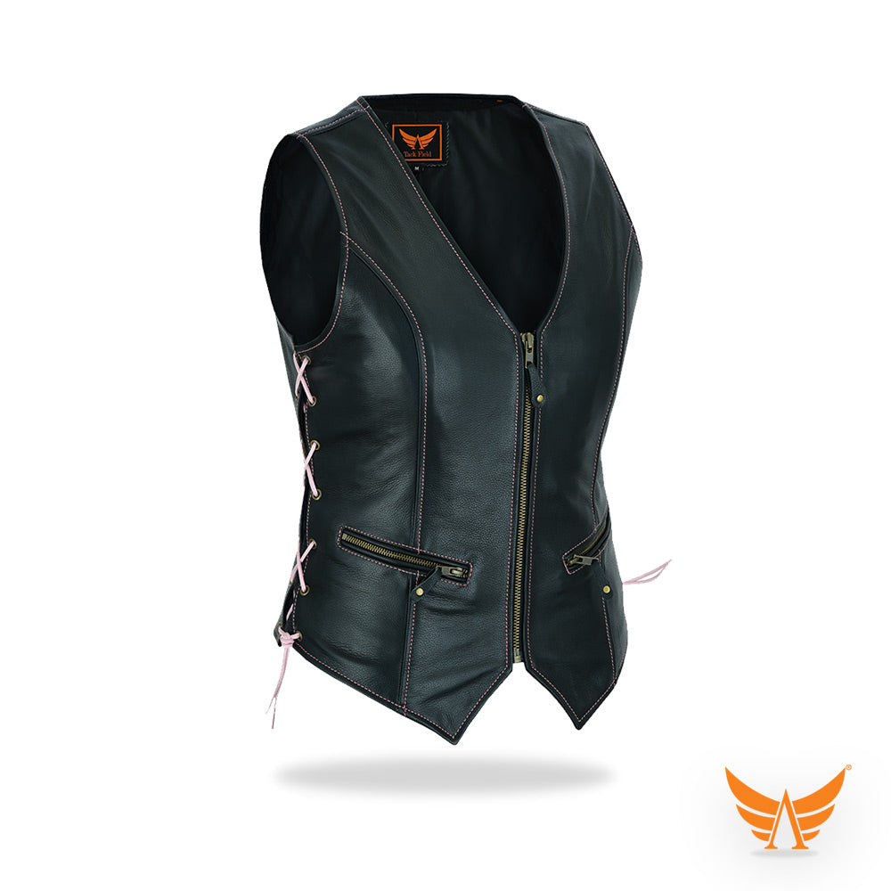 Tackfield Women’s Side Laces Leather Riding Vest
