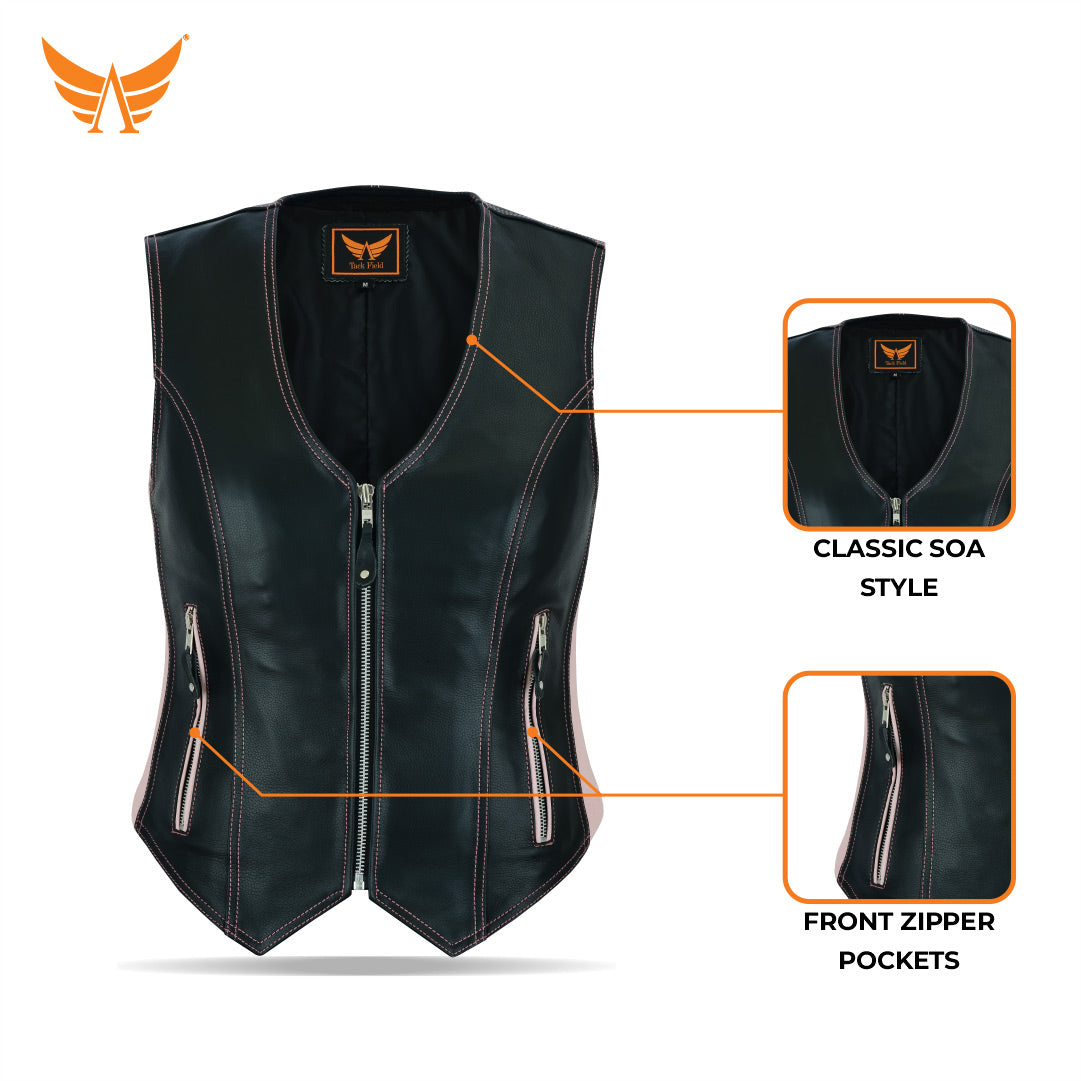 Tackfield Womens Slim Fit Leather Riding Vest
