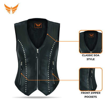 Tackfield Womens Slim Fit Leather Riding Vest