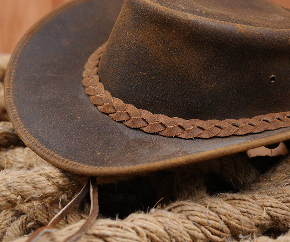 Tackfield Western Style Brown Leather Bush Hat