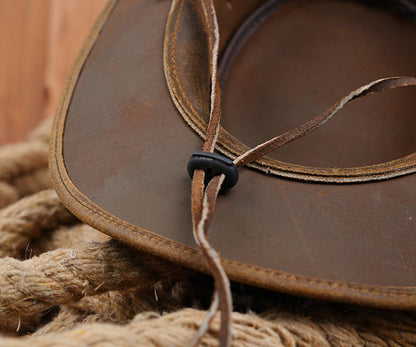 Tackfield Western Style Brown Leather Bush Hat
