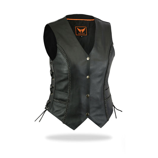 Tackfield Women’s Braided Leather Biker Vest