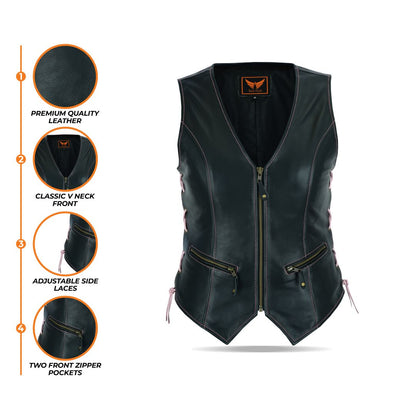 Womens Legacy Rider Motorcycle Leather Vest Heavy-Duty Top Grain Cow Hide