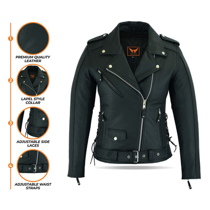 Tackfield Womens Classic Black Biker Jacket